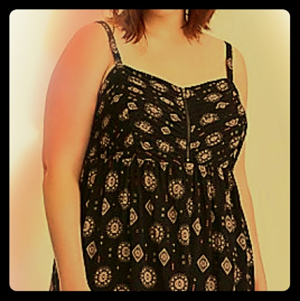 medallion zip front babydoll tank 